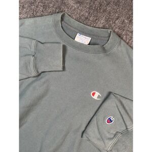 Champion Reverse Weave Sweatshirt Small Faded Green Long Sleeve 90s Crewneck Y2K